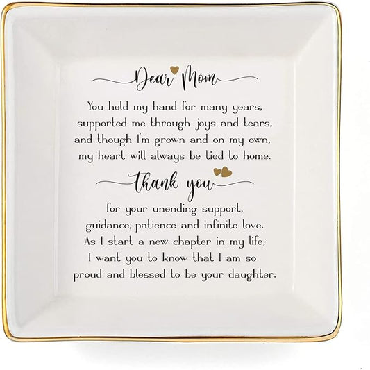 JOYIMARR Mother of Bride Gifts from Daughter,Jewelry Holder Ring Dish Organizer,Wedding Gifts for Mom - You Held My Hand for Many Years