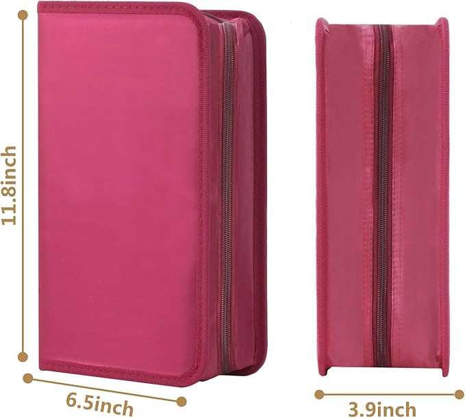 DVD Case CD Storage,128 Capacity CD Cases Holder DVD Storage Case Holders CD DVD Disc Case Storage Wallet Binder for Car Home Office Travel (128 Red)