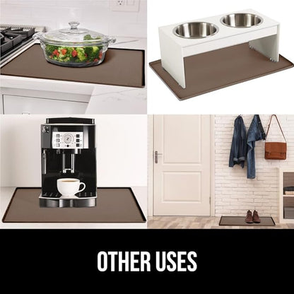 GORILLA GRIP Waterproof Silicone Under Sink Mat with Raised Lip for Kitchen and Bathroom, Cabinet Shelf Liner Stay in Place Mats Dishwasher Safe Drawer Liner, Organizer Tray, 15 x 22 in, Coffee