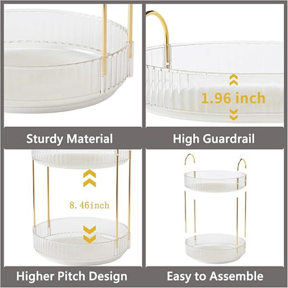 Asayuee 360 Rotating Makeup Organizer,2 Tier Large Capacity Make Up Organizers and Storage,Skincare Perfume Vanity Organizers,Bathroom Cosmetics Storage Organizer Countertop(Clear-2 Tier)