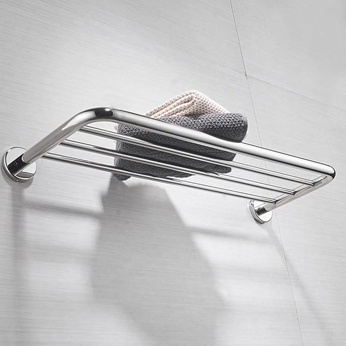 Hotel Towel Racks for Bathroom Wall Mounted, 24 Inch Towel Shelf for Bathroom, 2-Tier Bathroom Towel Rack, Polished Chrome