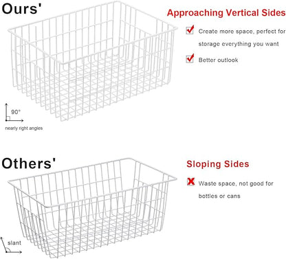 Orgneas Freezer Organizer Bins, Freezer Baskets for Chest Freezer and Upright Freezer Refrigerator Dividers Frozen Meats Storage Containers Organizer for Fruits and Vegetables, 5 Packs