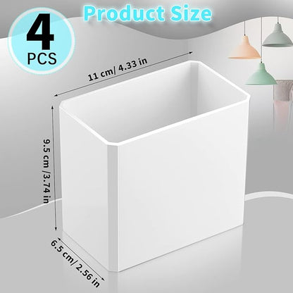 Suclain 4 Pcs Wall Mounted Organizer Non-Drilling Adhesive Floating Shelf White Wall Bin Organizer Hanging Storage Containers for Bedroom Bathroom Kitchen Office