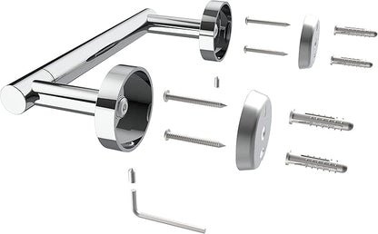 Polished Finish Toilet Paper Holder SUS304 Stainless Steel Double Post Pivoting Toilet Paper Roll Holder Wall Mounted Toilet Tissue Holder for Commercial Bathroom RV