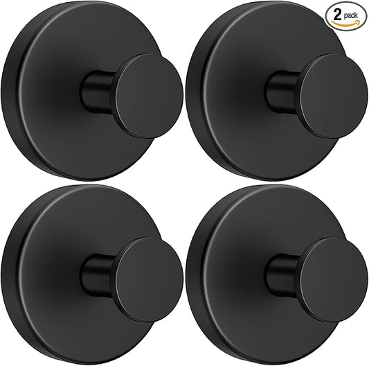 luckin smile Suction Cup Hooks for Shower, No-Drill Removable Towel Hook for Bathrooms, Shower Hooks, Suitable for Bathrooms, Kitchens, Windows, Glass, Powerful Suction Cup Hook (4, Black)