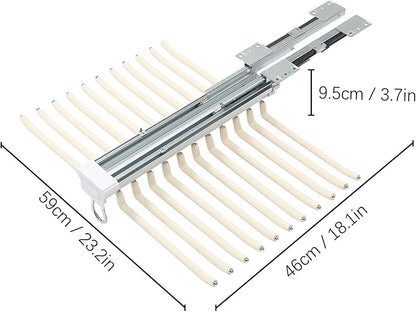 Pull Out Pants Rack Pants, 22 Arms Steel Pull Out Pants Rack 33lbs 23.2 * 18.1 * 3.7inch Hanging Installation Pants Hanger Bar Clothes Organizers for Hanging Jeans Pants Ties & Scarves (Beige)