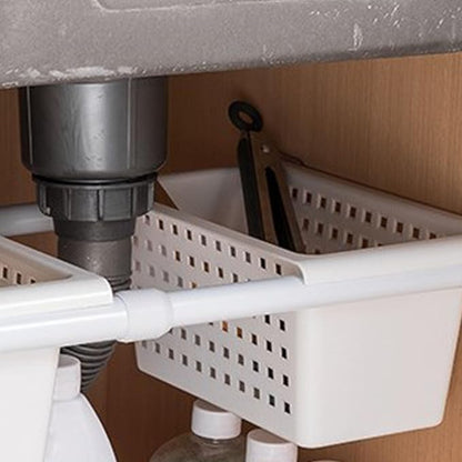2 Pack Under Shelf Storage Basket Organizer,Hanging Storage Baskets,Hanging Basket for Closet Wardrobe Kitchen for Expandable Rod Under Sink Organizer