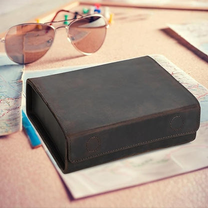 CataPurus Sunglasses Organizer Case for Man & Woman, Top Grain Leather & Handmade, Portable Travel Eyeglasses Storage Holder
