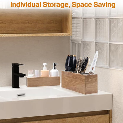 GFWARE Hair Tool Organizer - Bathroom Vanity Organizers and Storage, Hair Styling Accessories Hot Tools Organizer Hair Dryer, Blow Dryer, Curling Iron, Flat Iron, Hair Straightener, Wood