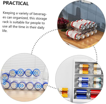 Luxshiny Clear Beverage Can Dispenser Double Storage Rack for Soda Beer and Canned Drinks Space Saving Organizer for Refrigerator Pantry and Cabinets Capacity