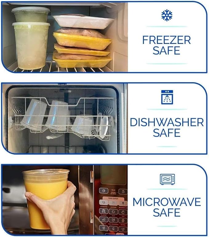 Healthy Packers 50pk 16oz Deli Containers with Lids – BPA-Free Plastic Soup Containers for Food Storage, Meal Prep & Slime – Microwave, Freezer & Dishwasher Safe – Leakproof & Stackable