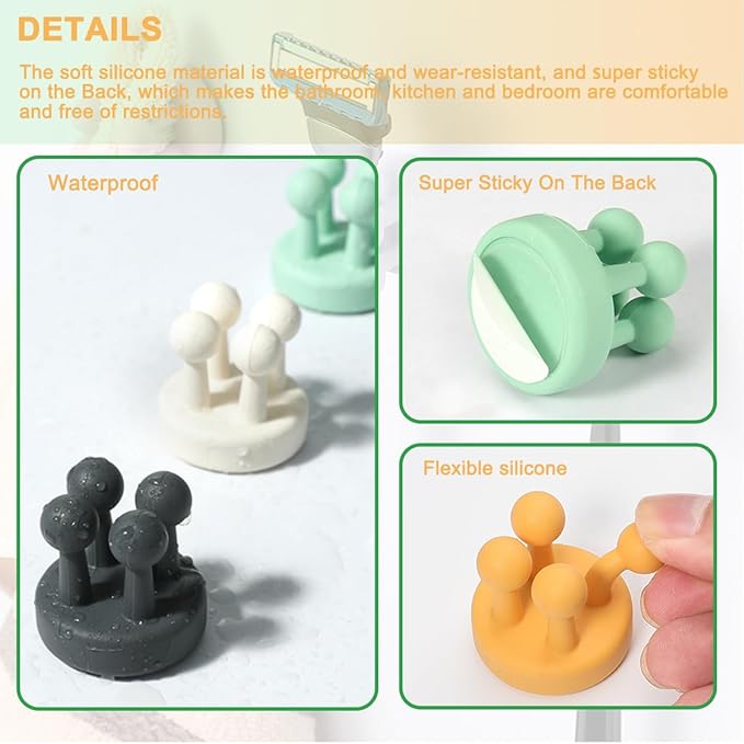 Silicone Toothbrush Holders for Bathrooms - 6 Pcs Yellow Wall Mounted Shower Razor Holder