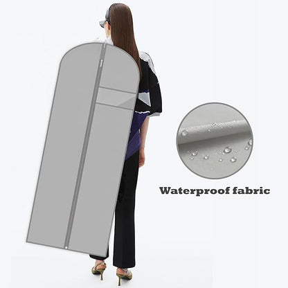 Dress Bags for Gowns Long, 60'' Garment Bags for Hanging Clothes, Suit Bag Cover for Storage and Travel (Grey)