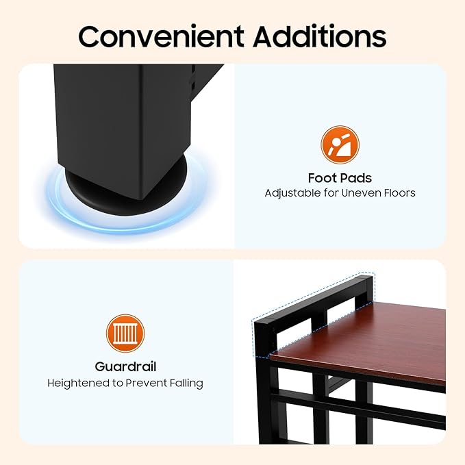 Over Washer and Dryer Shelves, Washer and Dryer Storage Shelf, Adjustable Laminate and Foot Pads Washing Machine Storage Rack for Kitchens Dressing Rooms (Black, Teak Color)
