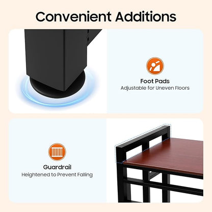 Over Washer and Dryer Shelves, Washer and Dryer Storage Shelf, Adjustable Laminate and Foot Pads Washing Machine Storage Rack for Kitchens Dressing Rooms (Black, Teak Color)