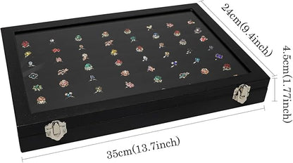 Wudygirl 7 Slots Ring Holder Organizer Box with Transparent Lid Black Jewelry Organizer for Store Display Jewelry Holder for Rings（Ring Organizer）