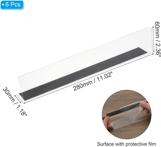 PATIKIL 12 Pack Shelf Dividers for Closet Organization, 11x1.18x2.4 Acrylic Magnetic Closets Separator Kitchen Cabinet Shelves Under Bed Blocker for Bedroom Kitchen Office, Clear