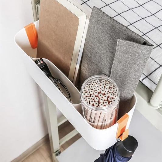 HYOATREA Bedside Storage Organizer Caddy Hanging Organizer Bunk Bed Shelf Holder Pocket for College Dorm Room Baby Bed Rails (Orange)
