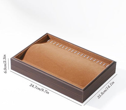 2Pcs/Set Necklace Display Stand, Stackable Necklace Holder for Drawer, Wooden Jewelry Organizer Trays for Store Selling or Home Show