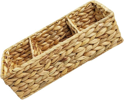 Woven Section Storage Basket Handwoven Organizer for Kitchen Cutlery Office Supplies Bathroom Essentials Compact Stylish Desktop Storage