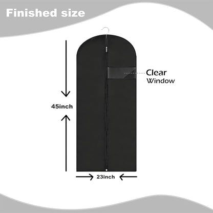 Garment Bags for Hanging Clothes, 45'' Suit Bag Cover for Storage and Travel, Dress Bags for Gowns Long, 2 Pack (Black)