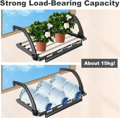 Portable Clothes Drying Rack for Balcony,Foldable Railings Windowsill, Retractable Radiator Clothes Airer,29"x13" Folding Towel Rack Indoor Outdoor Travel Laundry Rack with Clips (A-35"x13")