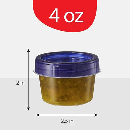PLASTICPRO 12 Pack Twist Cap Food Storage Containers with Blue Screw on Lid- 4 oz Reusable Meal Prep Containers - Small Freezer Containers Microwave Safe Blue Plastic Food Storage