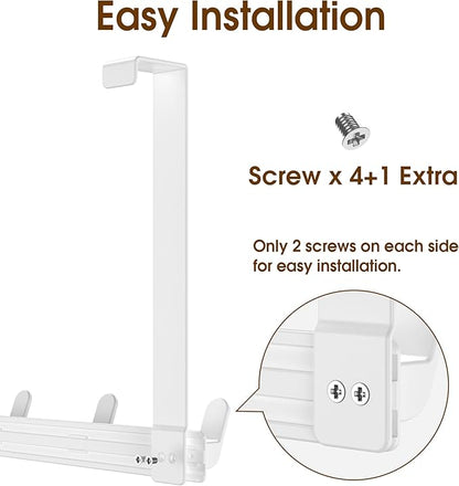 CHAUNCEY HOME Long Over The Door Hooks with 15.75-inch Arms for Easier Access by Women, Heavy Duty Door Hanger for Winter Coat, L16U, Fits Standard 1 3/4'' Doors, Towel Racks Organization, White