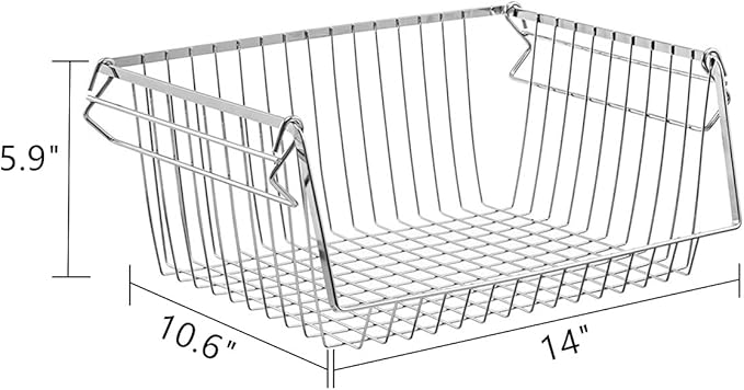 SANNO Stacking Baskets Bin Baskets Wire Storage Baskets Organization Farmhouse Scoop Baksket for Pantry, Kitchen, Closets, Bathroom, Cabinets, Kitchen, Set of 3