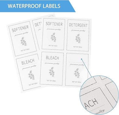 Laundry Detergent Dispenser Set with Labels and Handle for Laundry Room Organization and Storage- Easy Pour 2 Pack 50 oz Liquid Laundry Containers for Laundry Room Decor, Farmhouse Decor