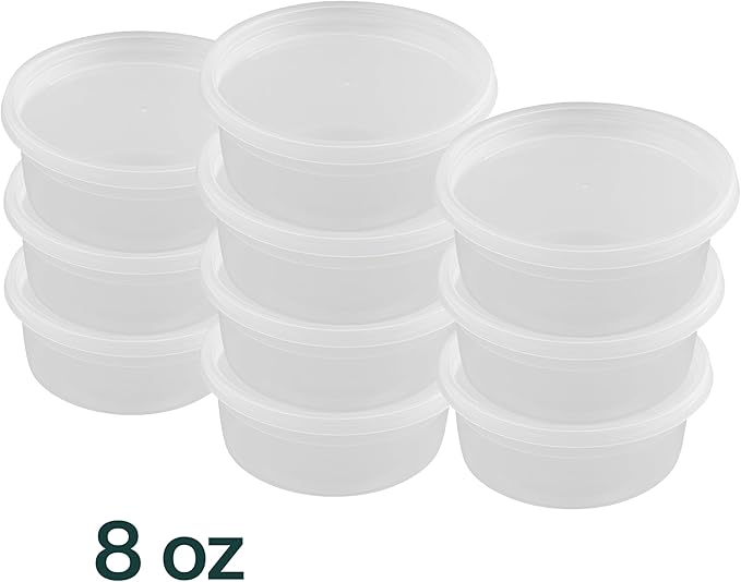 ProTakeOut 8oz [36 set] Heavy Duty Plastic Deli Container | BPA-Free Food Storage with Airtight Leak‑Proof Lids | Microwave, Freezer & Dishwasher Safe – Stackable, Bulk Reusable Soup & Meal Prep Tub