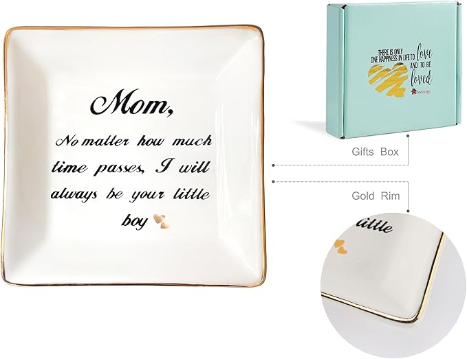 HOME SMILE Mom Gifts from Son Ring Trinket Dish-Mom,No Matter How Much Times Pass,I Will Always Be Your Little Boy