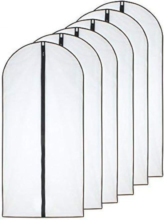 Garment Bag (Set of 6) Plastic Garment Bags with Zipper Hanging Clothes Cover Dress Bag for Suits, Coats Closet (24'' x 40'', Black)