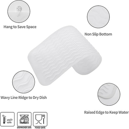 Silicone Dish Drying Mat for Multiple Usage,Easy clean,Eco-friendly,Heat-resistant Silicone Mat for Kitchen Counter or Sink,Refrigerator or Drawer Liner Translucent S 12 inches x 6 inches