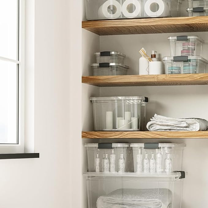 Superio Storage Bins with Lids, Clear Plastic Containers for Organizing, Stackable Totes, BPA Free, Odor Free, Organizer Boxes for Home, and Dorm (6 Pack, 36 Qt)