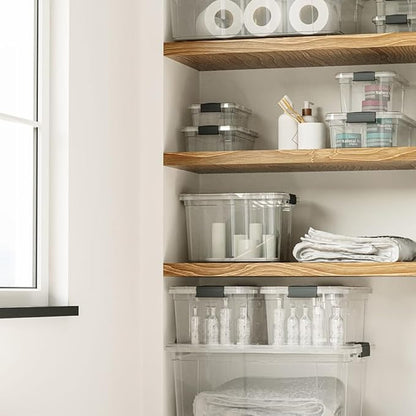 Superio Storage Bins with Lids, Clear Plastic Containers for Organizing, Stackable Totes, BPA Free, Odor Free, Organizer Boxes for Home, and Dorm (6 Pack, 36 Qt)