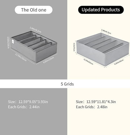 4 Packs Wardrobe Clothes Organizer,5 Grids Washable Portable Closet Organizer Storage Box Foldable Closet Drawer Organizer for thicker Scarves,Leggings,Long sleeve shirts（32 * 30 * 11）