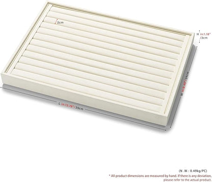 7-Slot Microfiber Ring & Earring Tray Organizer (Beige)