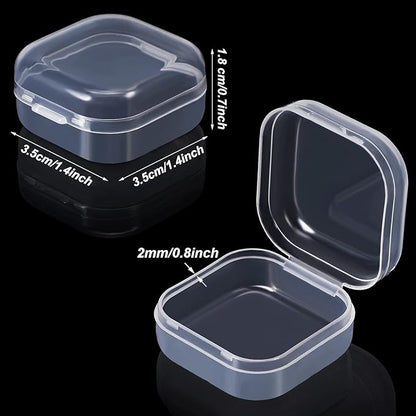 Jetec 6 Pieces Mini Plastic Clear Beads Storage Containers Box for Collecting Small Items, Beads, Jewelry, Business Cards, Game Pieces, Crafts (1.4 x 1.4 x 0.7 Inch)