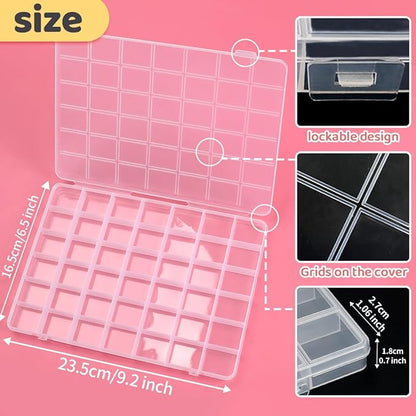 IOOLEEM 42 Grids Plastic Bead Organizer Box, Organizer Container Storage Box, Dividers for bead arts and crafts.(2 Pack)