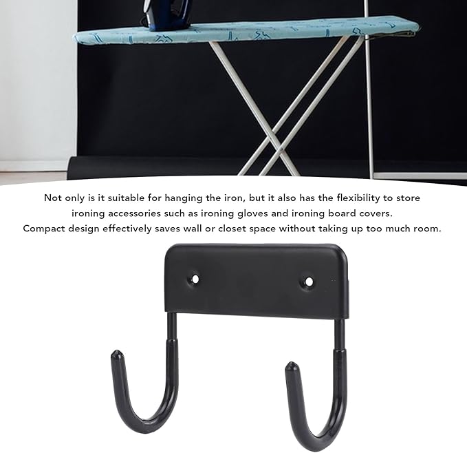 Ironing Board Hanger, Iron Wall Mount Holder for Laundry Rooms,Wall Mounted Iron Board Hook for Laundry Room Organization (Matte Black)