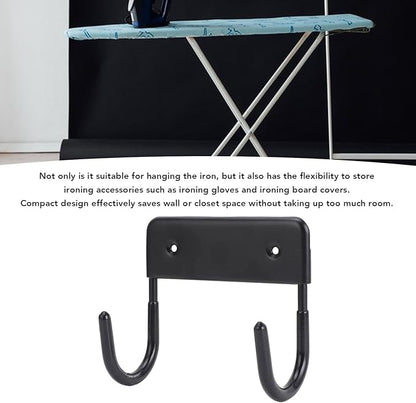 Ironing Board Hanger, Iron Wall Mount Holder for Laundry Rooms,Wall Mounted Iron Board Hook for Laundry Room Organization (Matte Black)