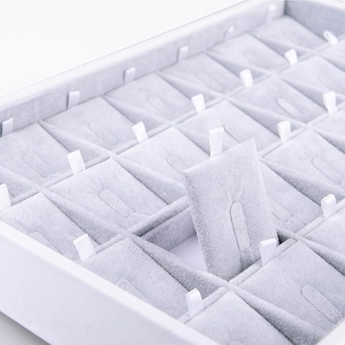 Oirlv 28 Region Ring Display Tray Stackable Jewelry Organizer Trays Leather Rings Storage Case
