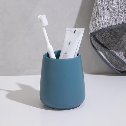 Blue Toothbrush Holder for Bathroom - Ceramic Tooth Brushing Holders, Toothbrush Cup, Toothpaste Organizer for Bathroom Countertop, Makeup Brush Holder, Pen Holder for Home Desktop Storage