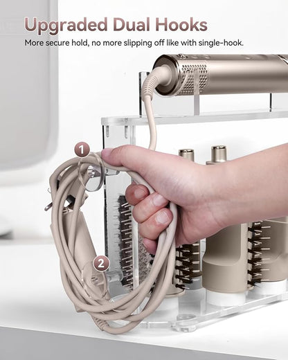 Affogato Storage Holder Compatible with Shark FlexStyle HD430C, Desktop Organizer for Storage Attachments, Acrylic Hairdryer Rack with Cord Hanger for Accessories Curlers Brushes Diffuser