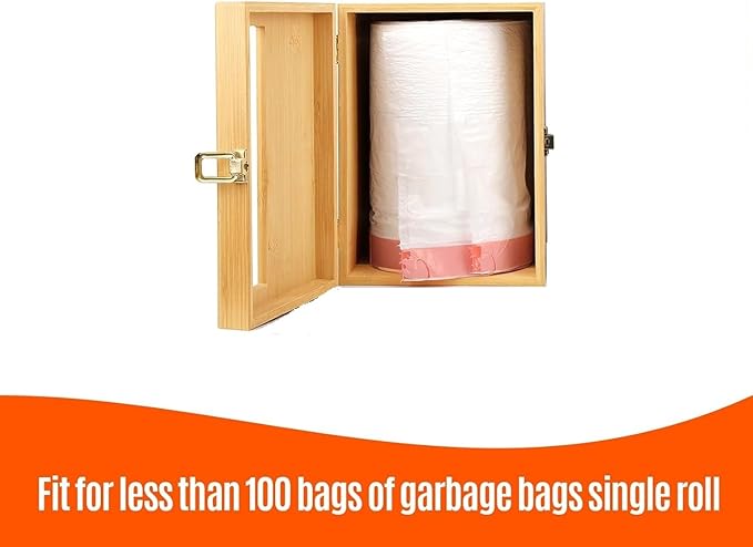 Extra Large Trash Bag Organizer, Garbage Bag Roll Holder Under Sink, Bamboo Wall Mounted Kitchen Trash Bag Holder, Bamboo Wood Garbage Bag Dispenser