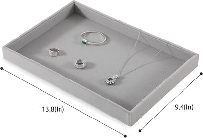 Jewlery Tray, Velvet Jewelry Display,Premium Flat Catch All Trays,Luxury Mens Valet Tray,Grey Jewelry Drawer Organizer