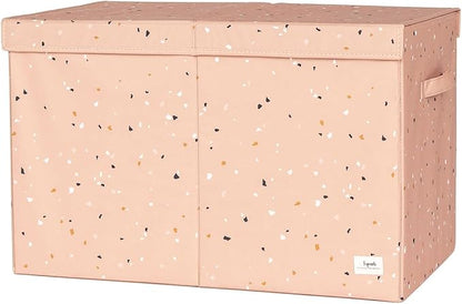 3 Sprouts Recycled Fabric Toy Chest Storage Box - Extra Large Toy Storage Box, Sturdy Toy Bins - Kids Organizer for Bedroom - Toybox Basket with Lid for Kids, Toddlers, Boys, Girls - Terrazzo Clay