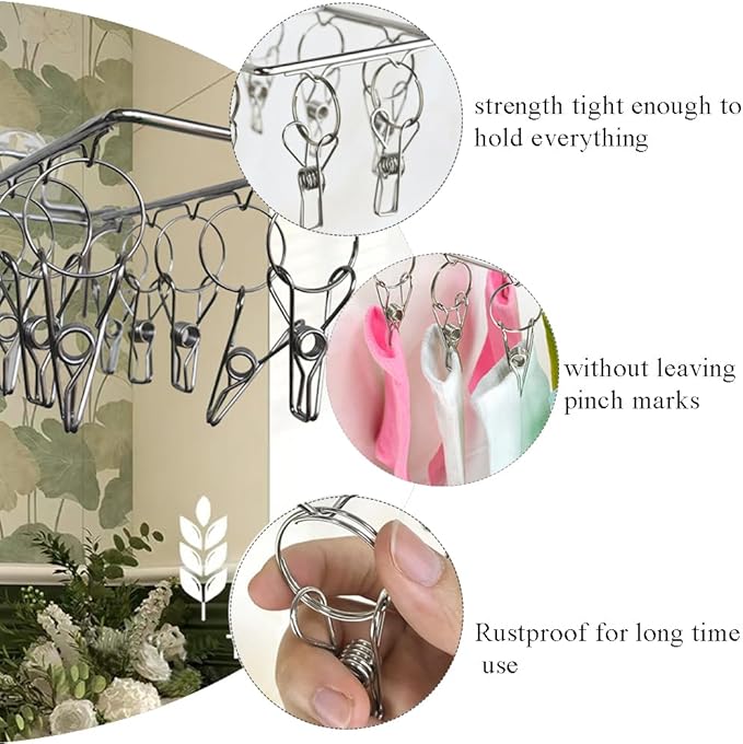 Wall Hanging Folding Socks Clip, Bathroom Balcony Folding Clothes Hanger,Sock Hanger for Drying Towel Bra Underwear Sock Clip,10 Clips