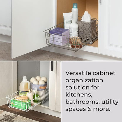 ClosetMaid Pull Out Cabinet Organizer, Heavy Duty, Slide Out Pantry Shelves Drawers for Kitchen, Bathroom, 5.25" H x 11.13" W x 20" D, White